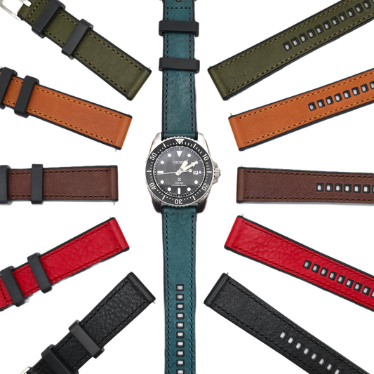 HYBRID LEATHER/RUBBER STRAP